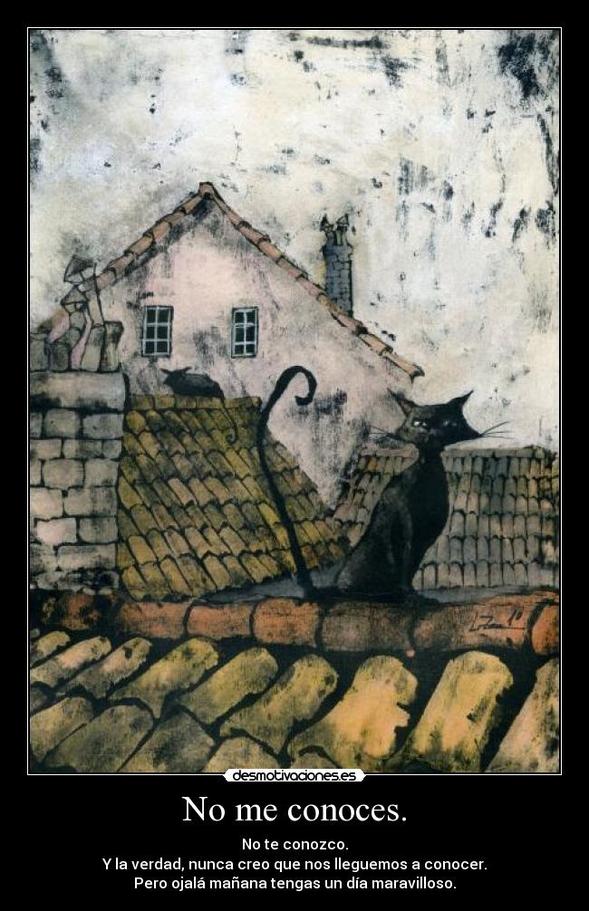 No me conoces. - No te conozco.
Y la verdad, nunca creo que nos lleguemos a conocer.
Pero ojalá mañana tengas un día maravilloso.