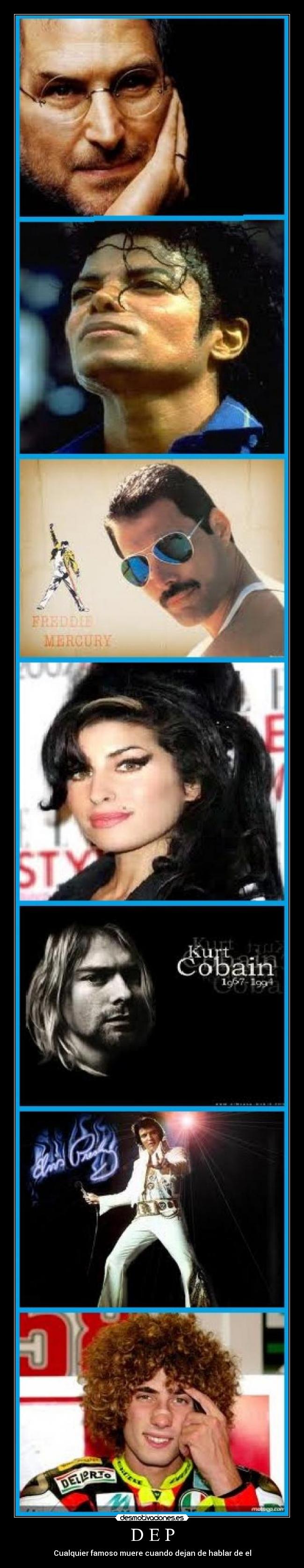 carteles steve jobs michael jackson freddie mercury amy winehouse kurt cobain elvis presley marco simoncelli desmotivaciones