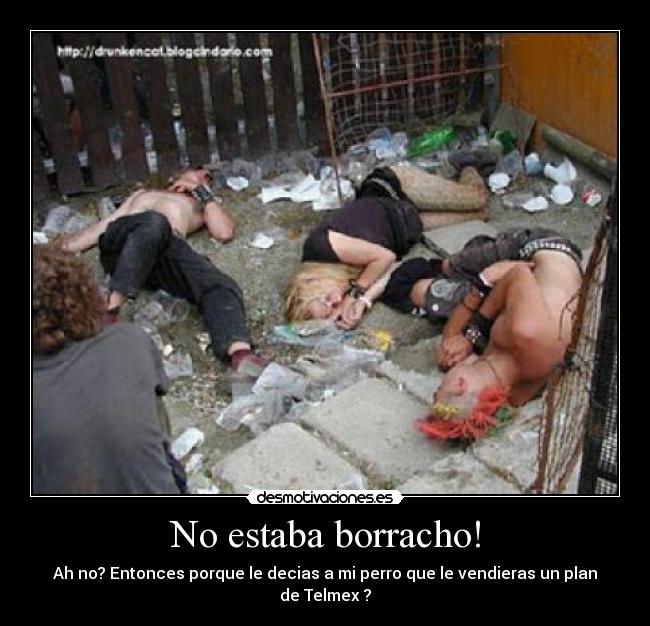 No estaba borracho! - Ah no? Entonces porque le decias a mi perro que le vendieras un plan de Telmex ?