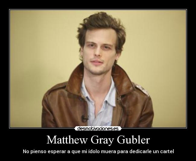 Matthew Gray Gubler - No pienso esperar a que mi ídolo muera para dedicarle un cartel