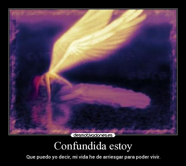 Confundida estoy - Que puedo yo decir, mi vida he de arriesgar para poder vivir.