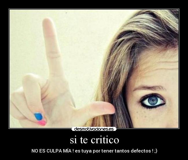 si te critico - NO ES CULPA MÍA ! es tuya por tener tantos defectos ! ;)