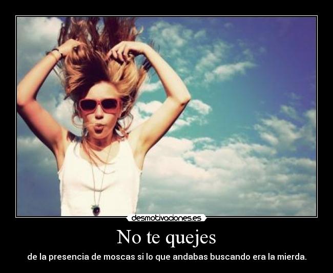 No te quejes - de la presencia de moscas si lo que andabas buscando era la mierda.