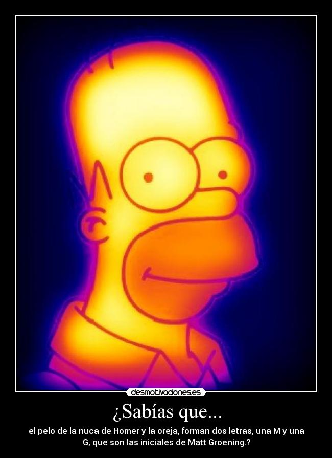 ¿Sabías que... - el pelo de la nuca de Homer y la oreja, forman dos letras, una M y una
G, que son las iniciales de Matt Groening.?