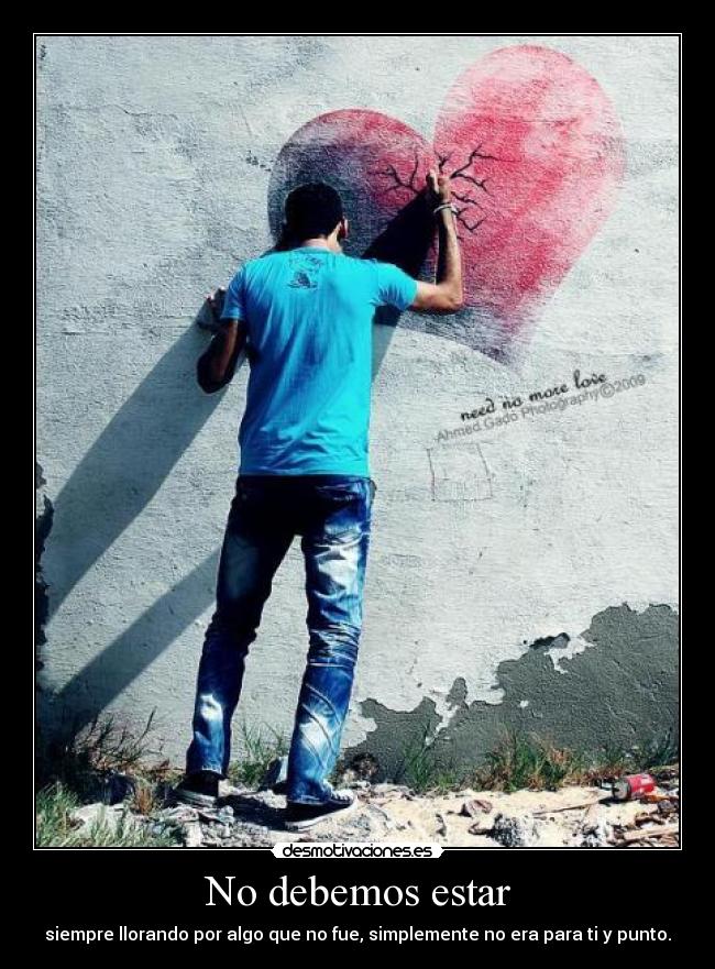 No debemos estar - siempre llorando por algo que no fue, simplemente no era para ti y punto.