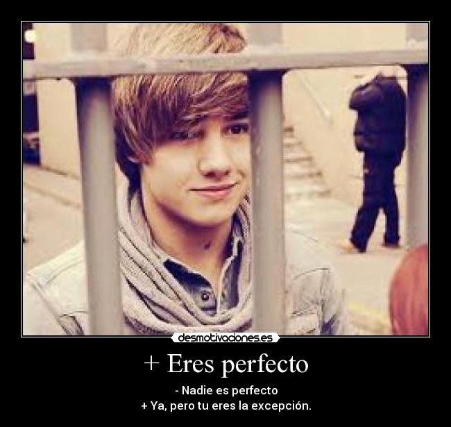 + Eres perfecto - - Nadie es perfecto
+ Ya, pero tu eres la excepción.