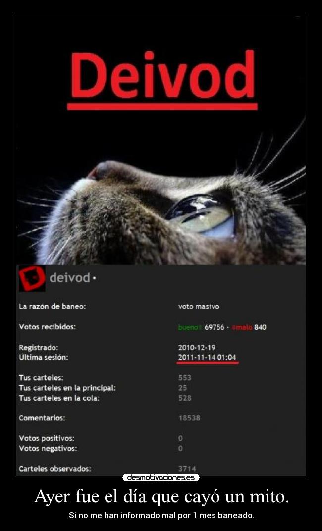 carteles deivod baneado pero doy las gracias por tus carteles desmotivaciones