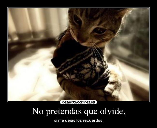 No pretendas que olvide, - si me dejas los recuerdos.