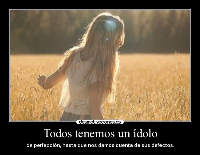 Todos tenemos un ídolo - de perfección, hasta que nos damos cuenta de sus defectos.