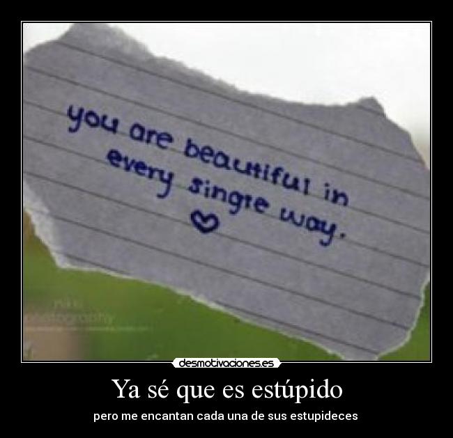 Ya sé que es estúpido - pero me encantan cada una de sus estupideces ♥