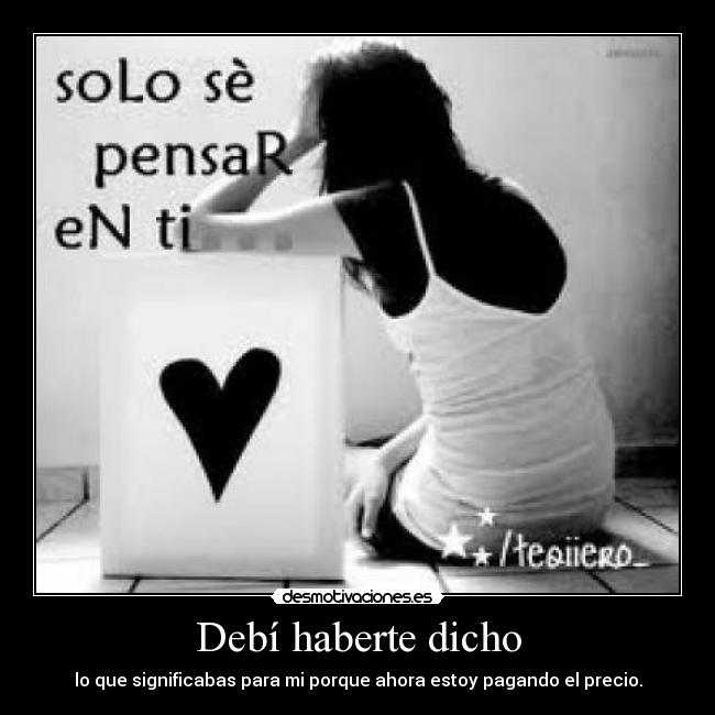 Debí haberte dicho - lo que significabas para mi porque ahora estoy pagando el precio.