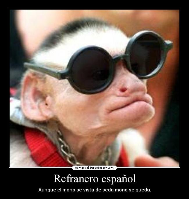 Refranero español - Aunque el mono se vista de seda mono se queda.