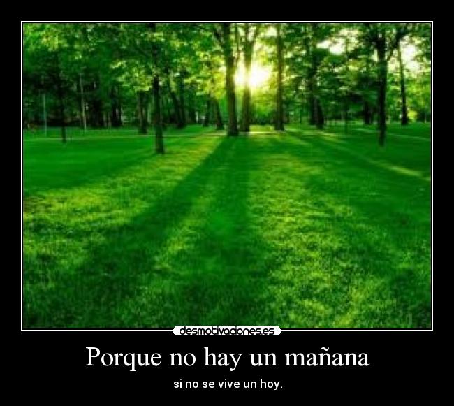 Porque no hay un mañana - si no se vive un hoy.