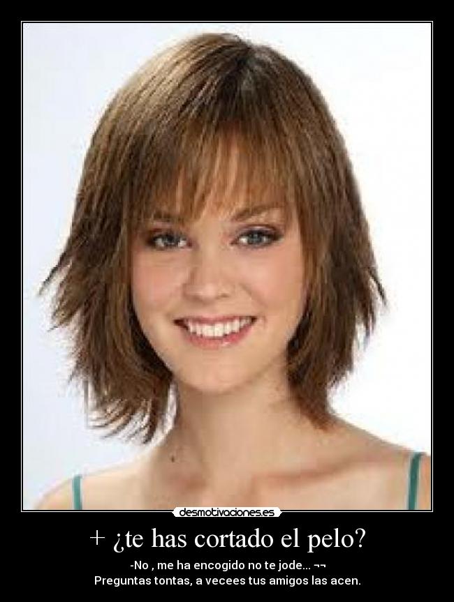 + ¿te has cortado el pelo? - -No , me ha encogido no te jode... ¬¬
Preguntas tontas, a vecees tus amigos las acen.
