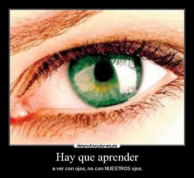 Hay que aprender - a ver con ojos, no con NUESTROS ojos.