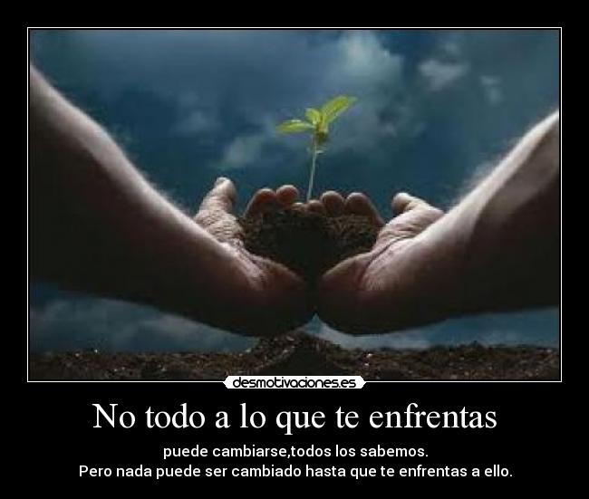 No todo a lo que te enfrentas - puede cambiarse,todos los sabemos.
Pero nada puede ser cambiado hasta que te enfrentas a ello.
