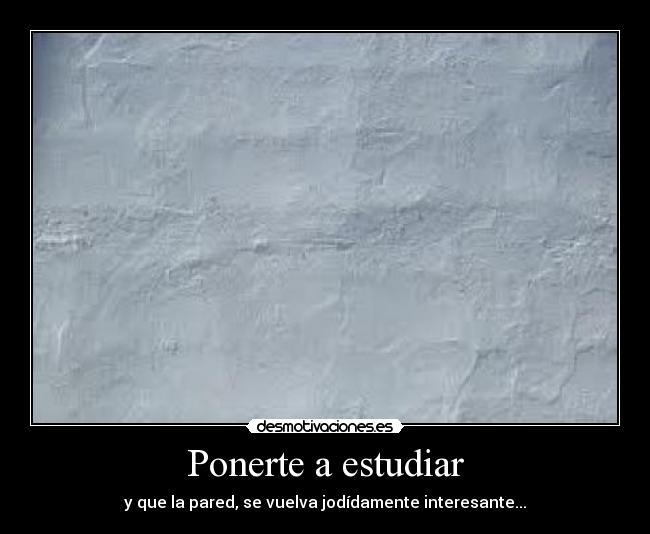 Ponerte a estudiar - y que la pared, se vuelva jodídamente interesante...