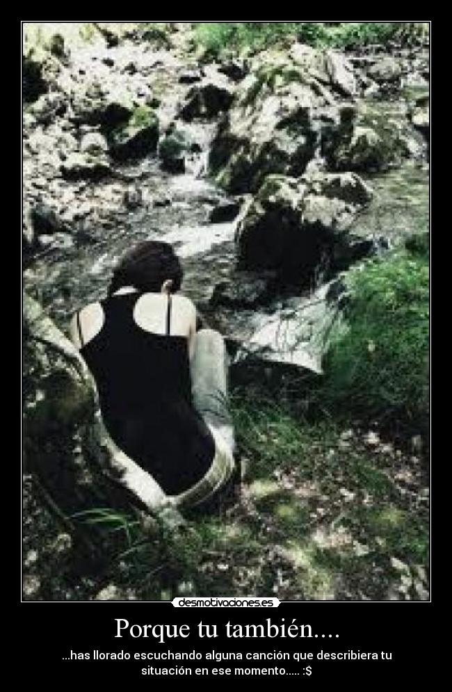 Porque tu también.... - ...has llorado escuchando alguna canción que describiera tu
situación en ese momento..... :$
