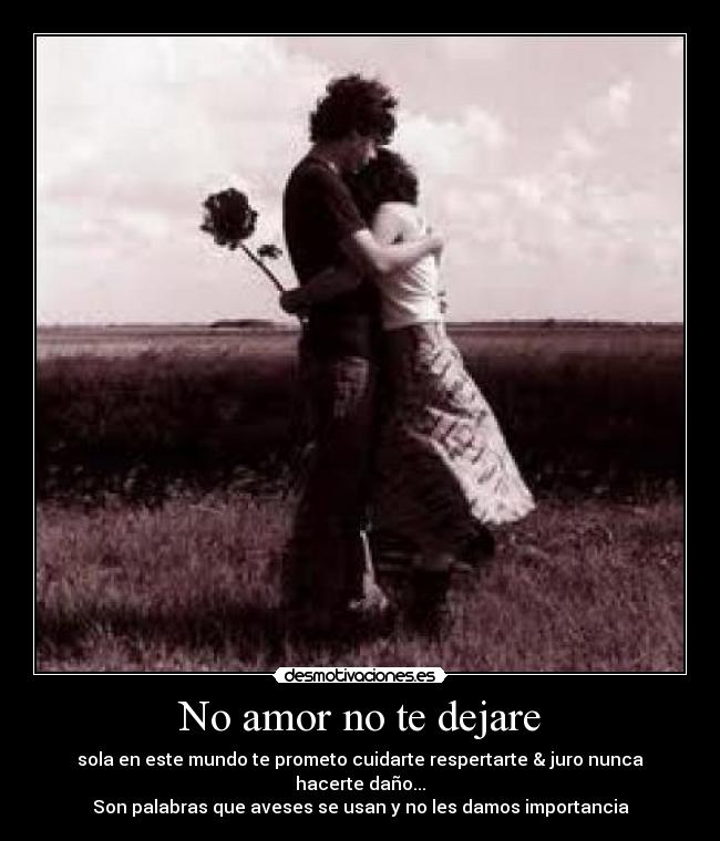 No amor no te dejare - sola en este mundo te prometo cuidarte respertarte & juro nunca hacerte daño...
Son palabras que aveses se usan y no les damos importancia