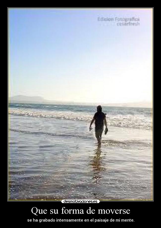 Que su forma de moverse - se ha grabado intensamente en el paisaje de mi mente.