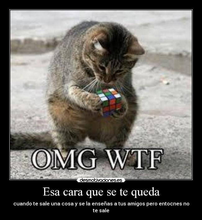 Esa cara que se te queda - cuando te sale una cosa y se la enseñas a tus amigos pero entocnes no te sale