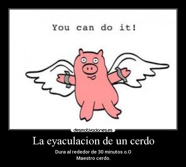 La eyaculacion de un cerdo - Dura al rededor de 30 minutos o.O
Maestro cerdo.