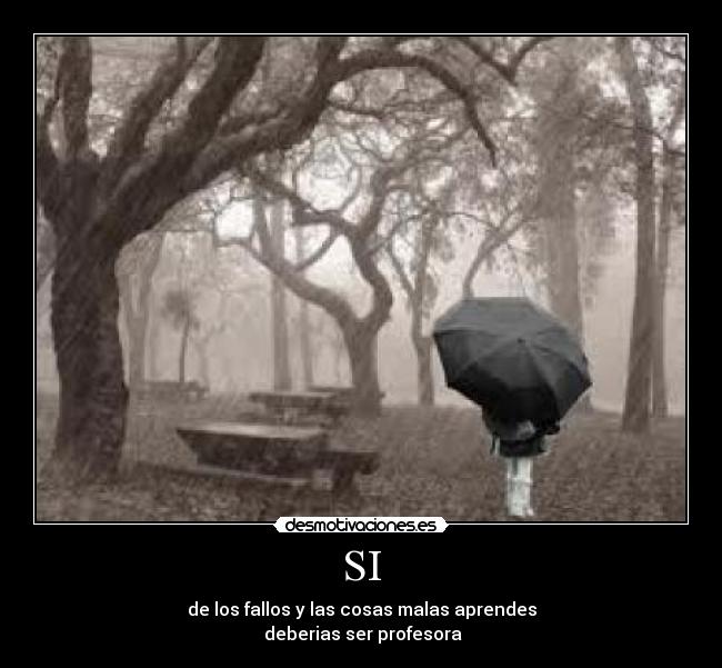 SI - de los fallos y las cosas malas aprendes
deberias ser profesora
