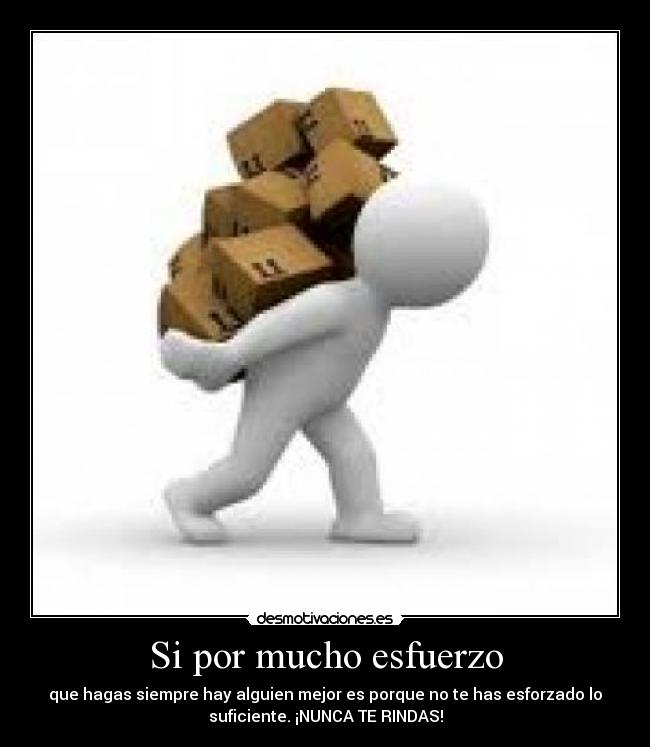 Si por mucho esfuerzo - que hagas siempre hay alguien mejor es porque no te has esforzado lo
suficiente. ¡NUNCA TE RINDAS!