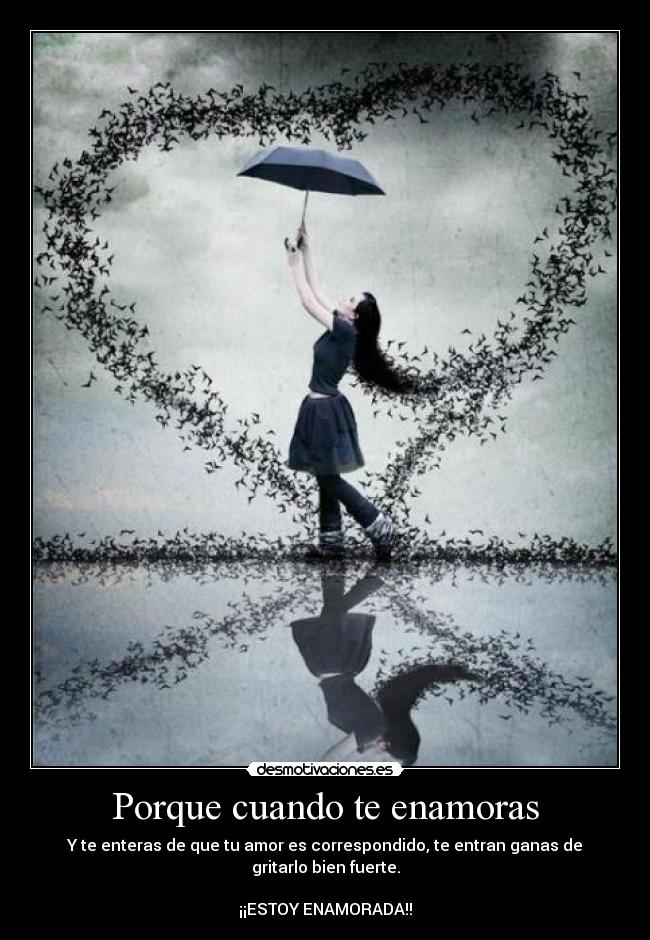 Porque cuando te enamoras - Y te enteras de que tu amor es correspondido, te entran ganas de gritarlo bien fuerte.
¡¡ESTOY ENAMORADA!!