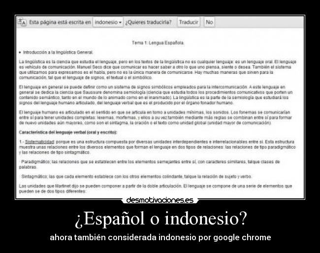 ¿Español o indonesio? -