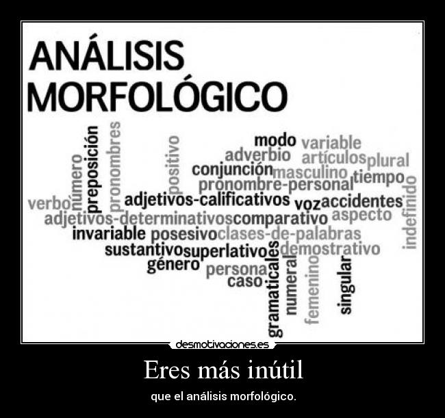 Eres más inútil - que el análisis morfológico.