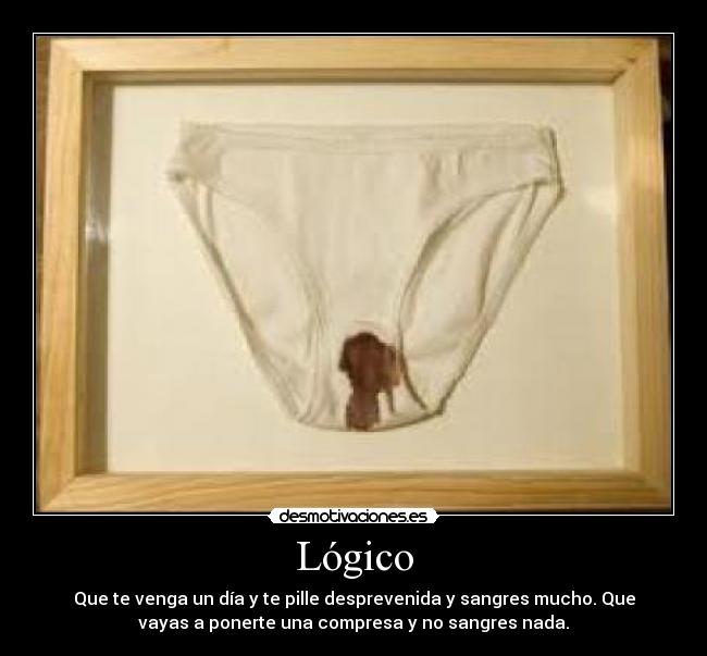 Lógico - Que te venga un día y te pille desprevenida y sangres mucho. Que
vayas a ponerte una compresa y no sangres nada.