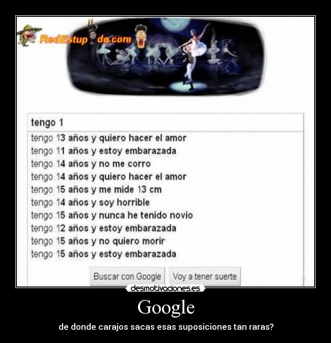 Google - de donde carajos sacas esas suposiciones tan raras?