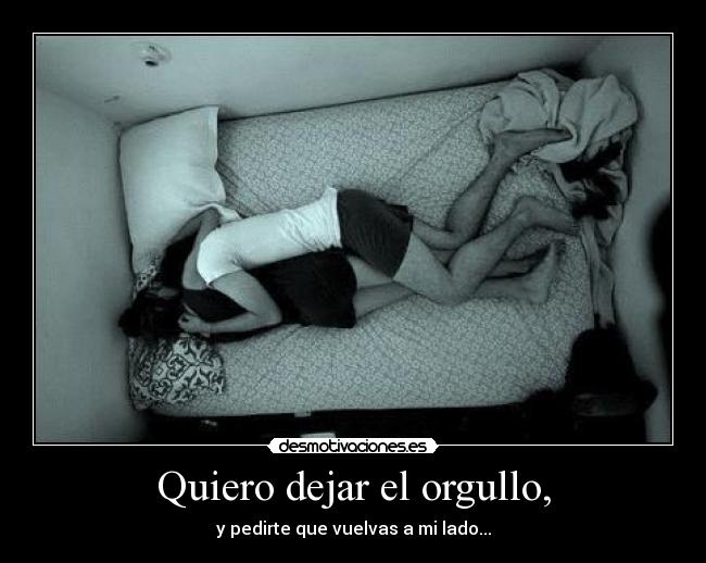 Quiero dejar el orgullo, - y pedirte que vuelvas a mi lado...