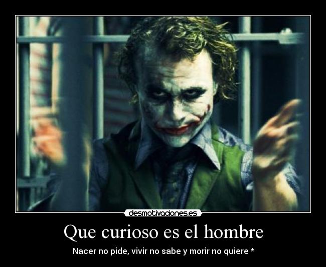 Que curioso es el hombre - Nacer no pide, vivir no sabe y morir no quiere *