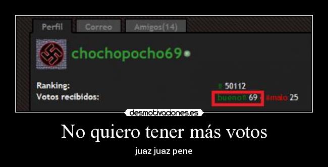 No quiero tener más votos -