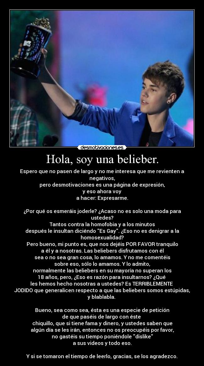 Hola, soy una belieber. -