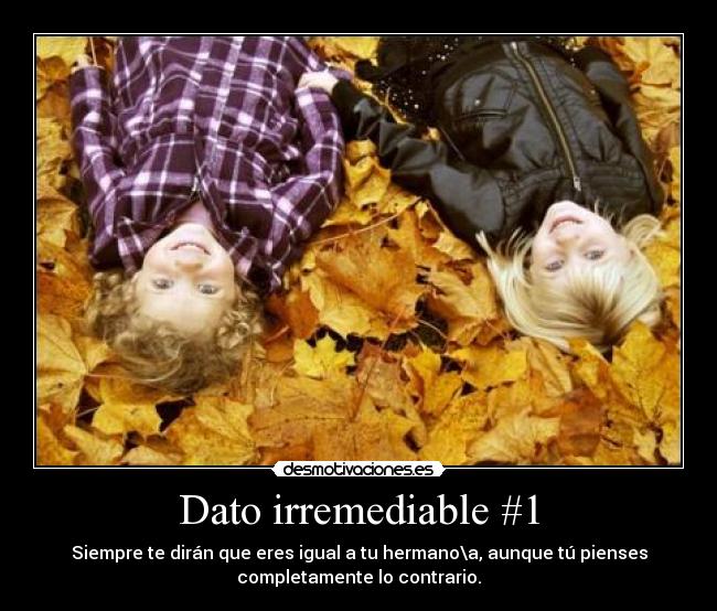 Dato irremediable #1 - Siempre te dirán que eres igual a tu hermano\a, aunque tú pienses
completamente lo contrario.