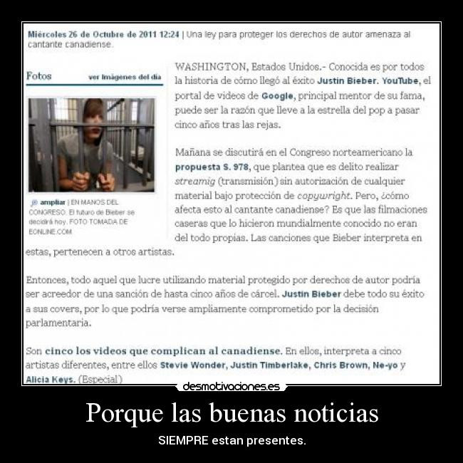 Porque las buenas noticias - SIEMPRE estan presentes.