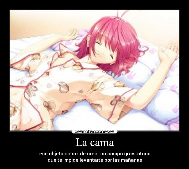 La cama - ese objeto capaz de crear un campo gravitatorio
que te impide levantarte por las mañanas