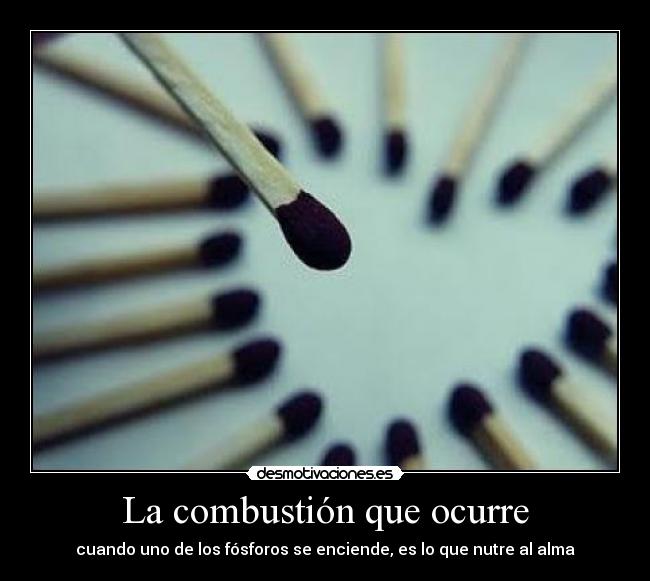 La combustión que ocurre - cuando uno de los fósforos se enciende, es lo que nutre al alma