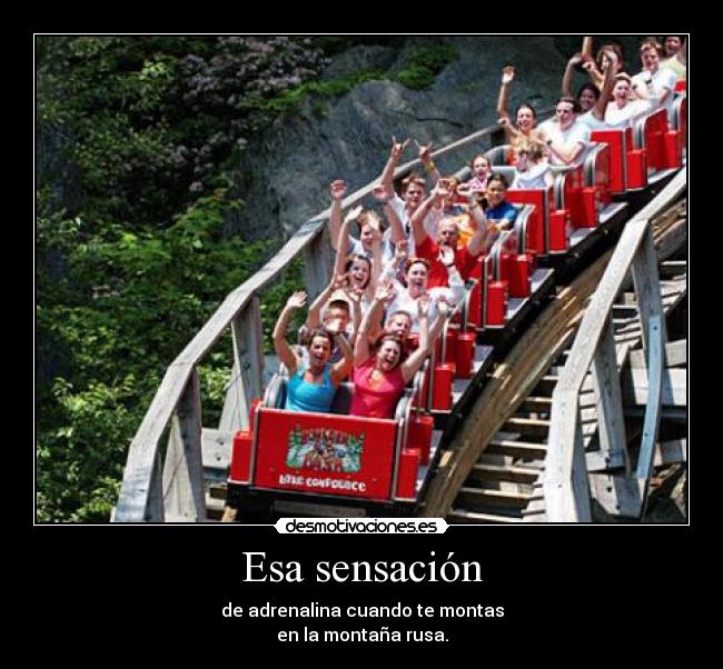 Esa sensación - de adrenalina cuando te montas
en la montaña rusa.