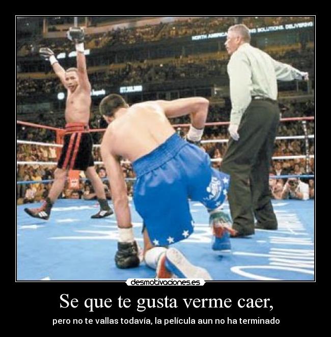 Se que te gusta verme caer, - pero no te vallas todavía, la película aun no ha terminado