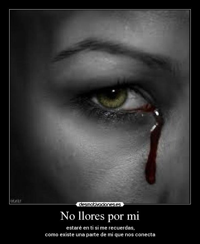 No llores por mi - estaré en ti si me recuerdas,
como existe una parte de mi que nos conecta