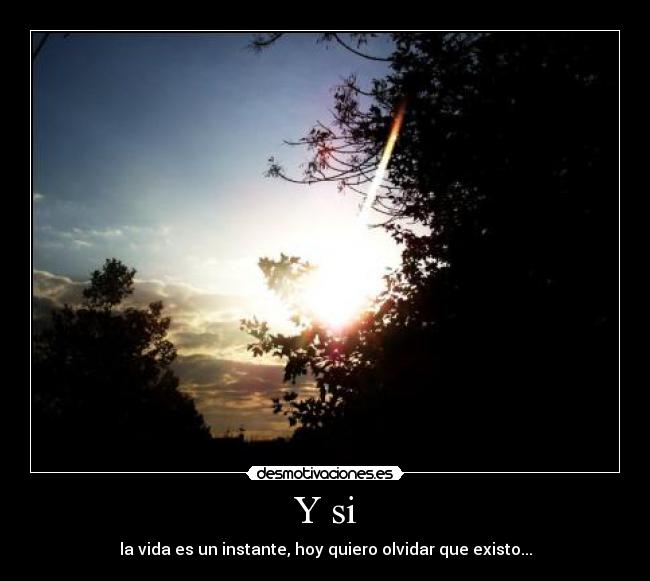 Y si - la vida es un instante, hoy quiero olvidar que existo...