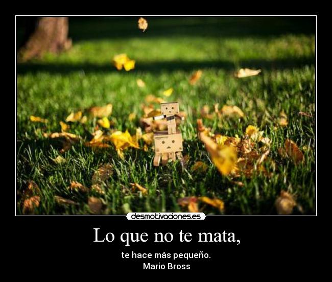 Lo que no te mata, - te hace más pequeño.
Mario Bross