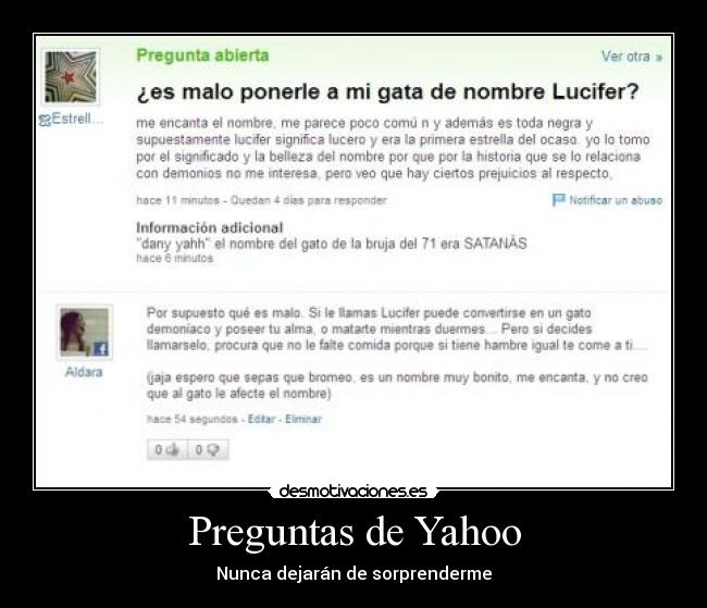 Preguntas de Yahoo - Nunca dejarán de sorprenderme