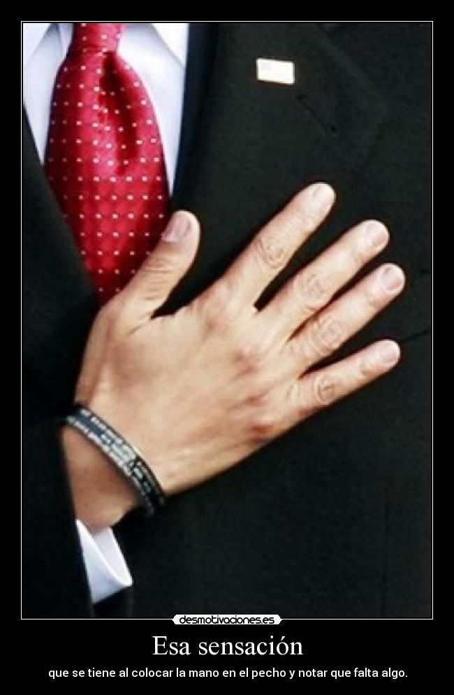 Esa sensación - que se tiene al colocar la mano en el pecho y notar que falta algo.