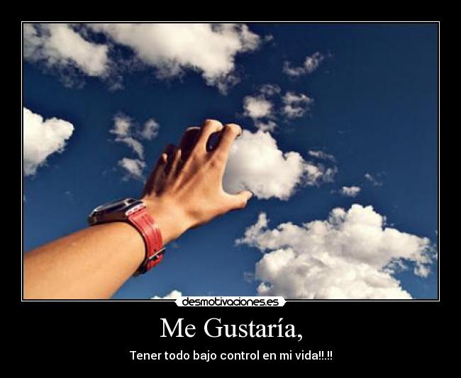 Me Gustaría, - Tener todo bajo control en mi vida!!.!!
