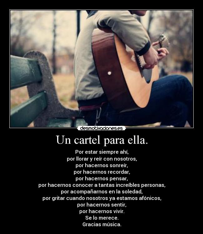 Un cartel para ella. -
